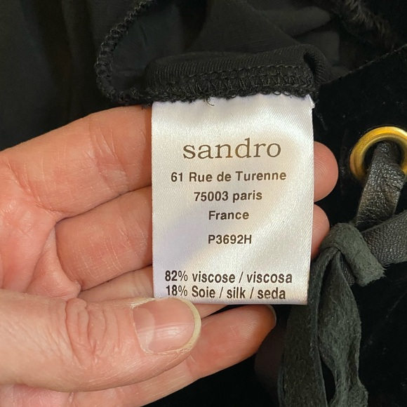 Sandro Women's Pull On Black Velvet Pants Whimsygoth Grunge Witchy Quiet Luxury - Picture 11 of 17